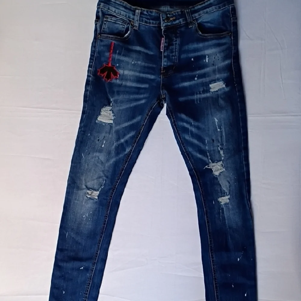 DSQUARED2 Men's Distressed Patches Blue Jeans Size EU 48